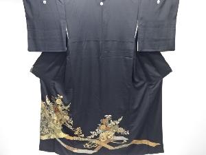 汕頭蘇州刺繍　花車に熨斗模様留袖(比翼付き)